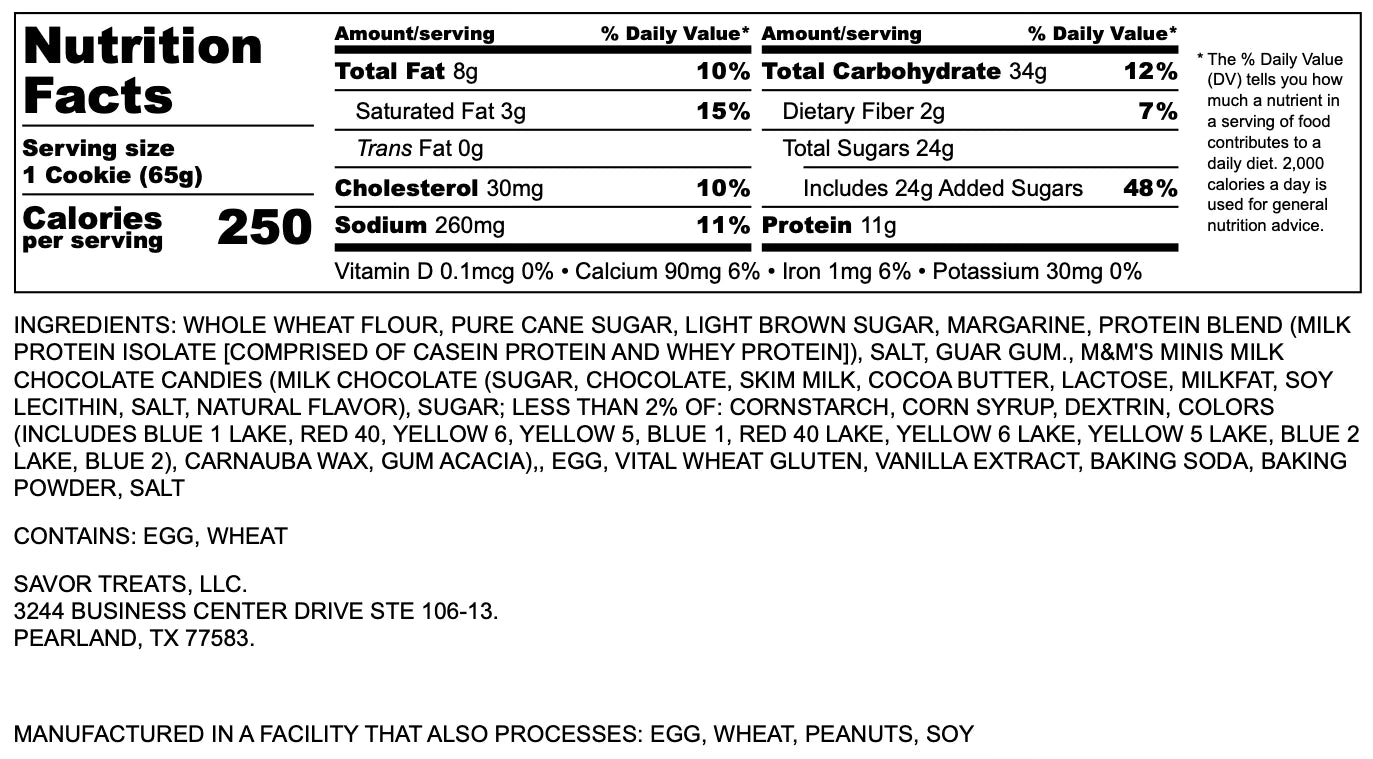 M&M Regular Protein Cookie