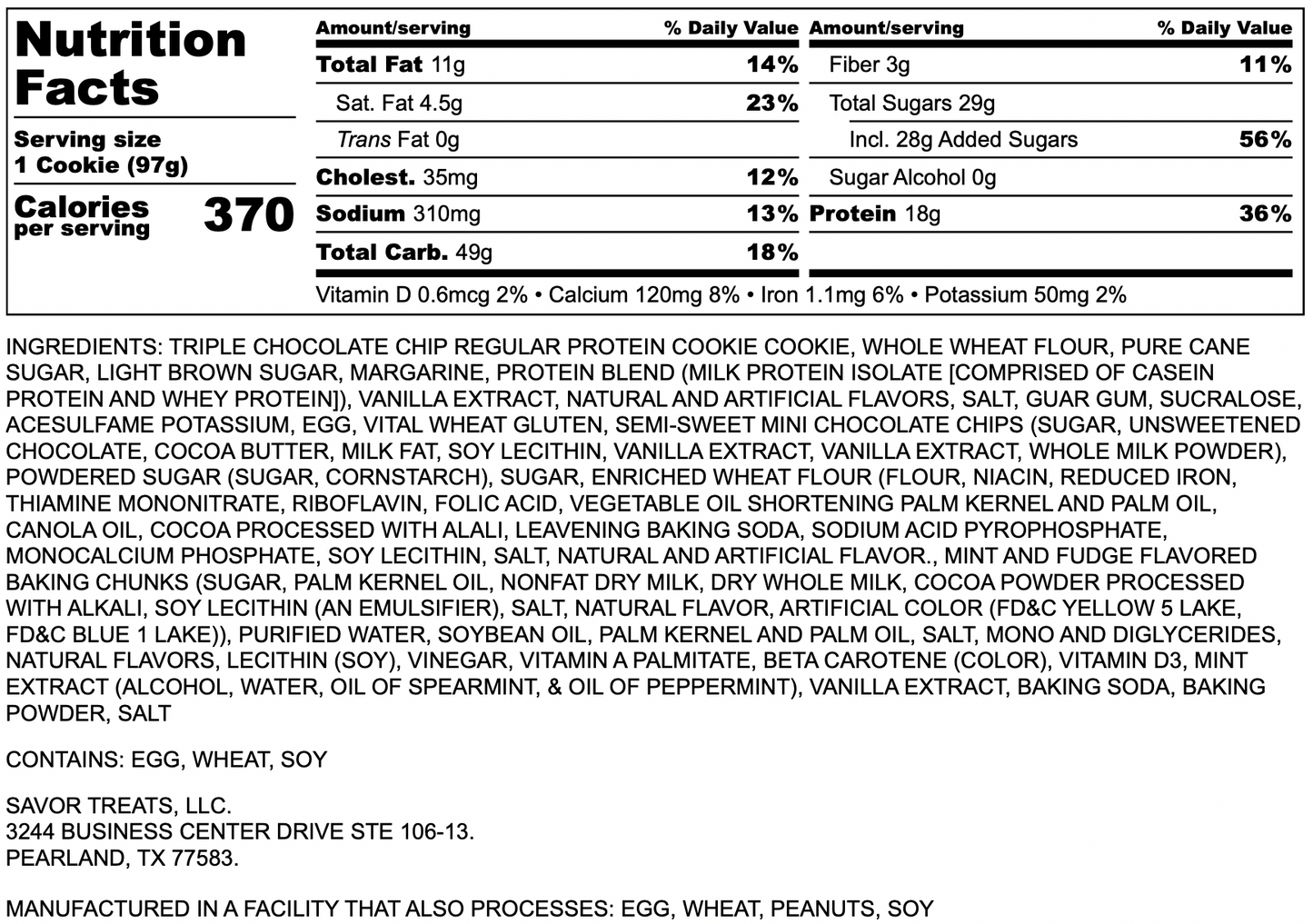 Wholesale Chip Mint Stuffed Protein Cookie